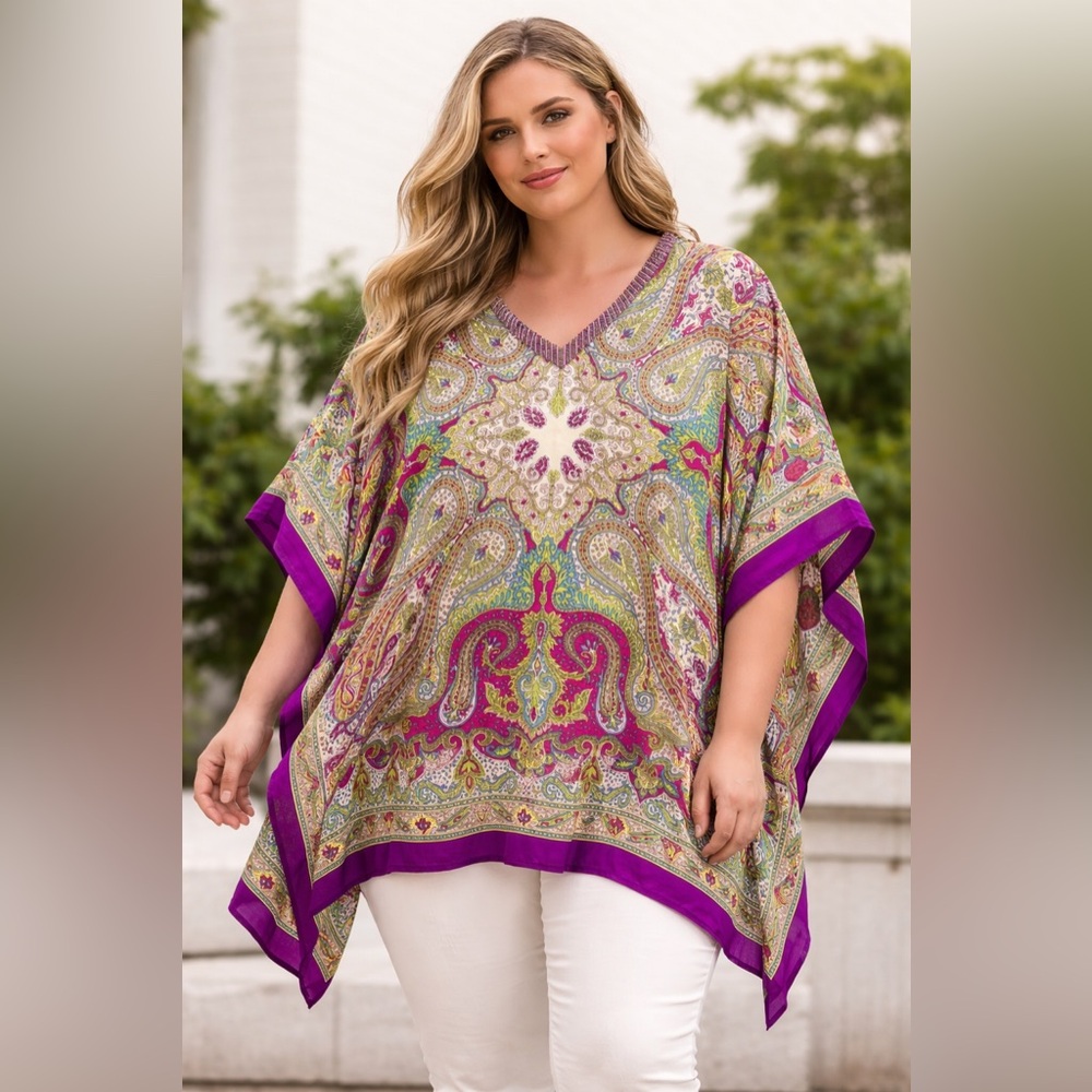 Chico's Paisley V-Neck poncho/Tunic M